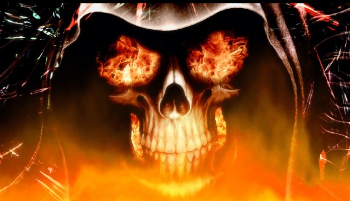 Download Fire Skull Animated Wallpaper - Animated Skull On Fire - 1357x780  Wallpaper 