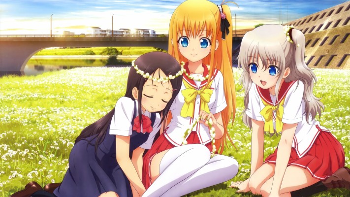 Three Anime Girl Best Friends - 2560x1440 Wallpaper 
