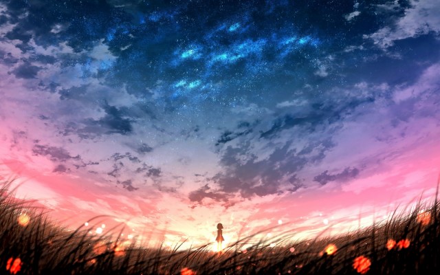 Romantic Anime Blue Sky White Clouds Sea Water Background Wallpaper Image  For Free Download - Pngtree