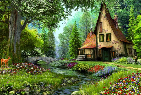 Forest House Wallpaper Hd - 1920x1004 Wallpaper - teahub.io