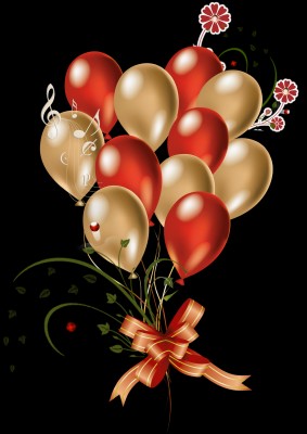 Balloons Clipart Transparent Background - Red And Gold Birthday ...