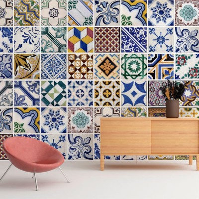 Spanish Tile Wallpaper Design Blue - Sonoma Blue Spanish Tile - 800x800 ...