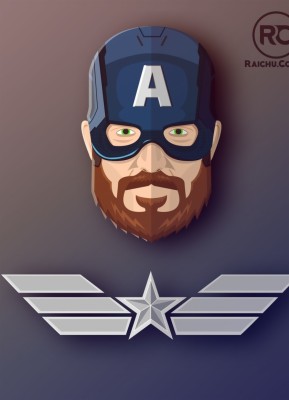 Beared, Superhero, Artwork, Captain America, Wallpaper - 840x1160 