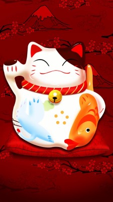 Maneki-neko, Cat Statuette - Maneki Neko Wallpaper Hd - 3000x900 ...