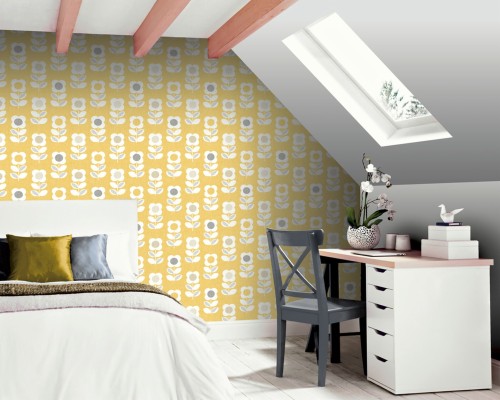 Grey And Yellow Bedroom Wallpaper - 1600x1218 Wallpaper - teahub.io
