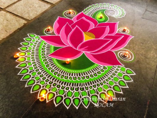 Lotus Rangoli Designs For Diwali - 1334x1000 Wallpaper 
