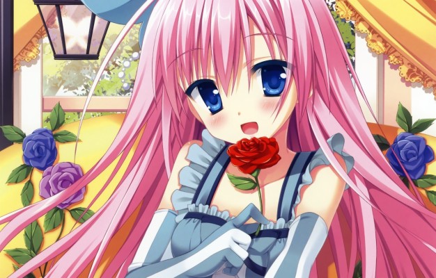 Photo Wallpaper Kawaii, Girl, Rose, Flower, Anime, - Anime Girl ...