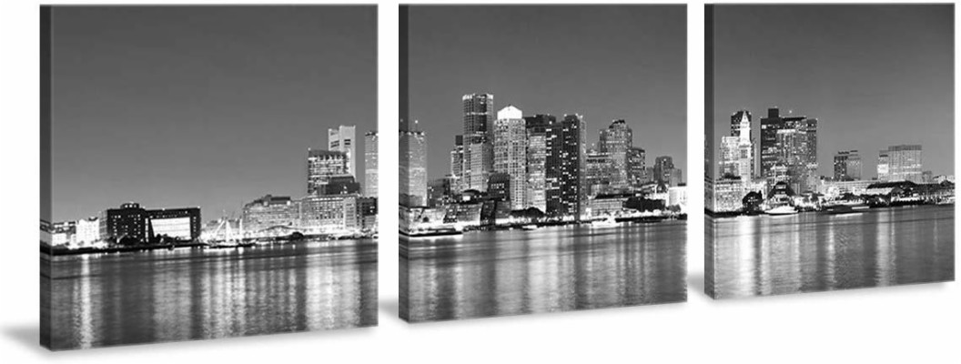 Black And White Skyline Canvas Paintings - 1138x431 Wallpaper - teahub.io