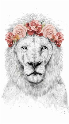 Lion, Wallpaper, And Flowers Image - Lion Flower Crown - 720x1280 ...