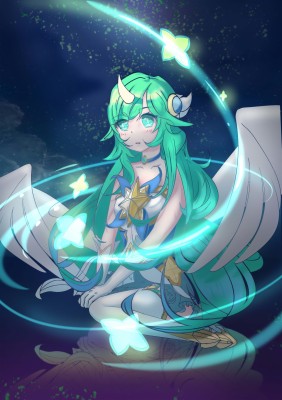 Star Guardian Soraka By 永远在吃土的画渣风影 Hd Wallpaper Background - Cartoon ...