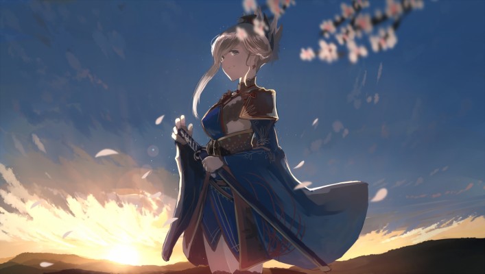 Blonde Hair Blue Eyes Fate Grand Order Fate Flowers Miyamoto Musashi Fate Gif 1500x848 Wallpaper Teahub Io