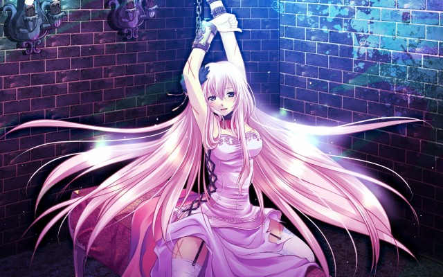 Wallpaper Pink Hair Anime Girl, Skirt, Handcuffs - Megurine Luka Fake ...