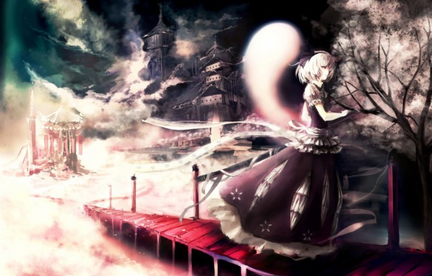 Photo Wallpaper Girl, Bridge, Sakura, Touhou, Art, - Touhou Youmu ...