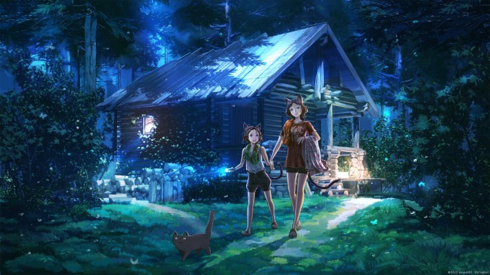 Anime Cabin In The Forest - 2000x1125 Wallpaper - teahub.io