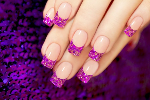 Purple Glitter French Manicure - 1600x1067 Wallpaper - teahub.io