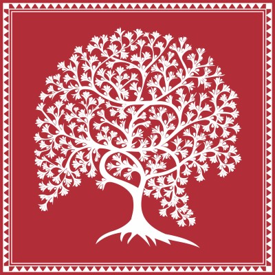 Indian Village Mural - Warli Painting Tree - 1500x1500 Wallpaper 