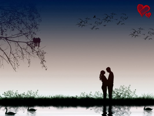 Couples In Moonlit Night - 1366x1024 Wallpaper 