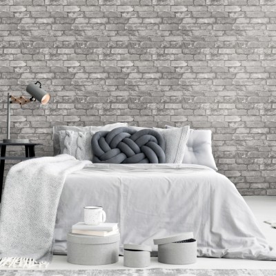 Grey Brick Wallpaper In Bedroom - 1000x1334 Wallpaper - teahub.io