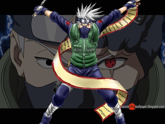 Kakashi With Kunai And Scroll - Hatake Kakashi  - HD Wallpaper