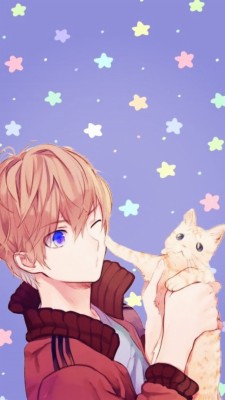 #anime #animeboy #animewallpaper #kawaii #cat #iphonewallpaper  - HD Wallpaper