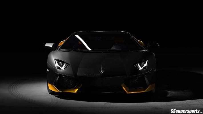 Black And Yellow Lamborghini Wallpaper 25 Widescreen - Aventador Front