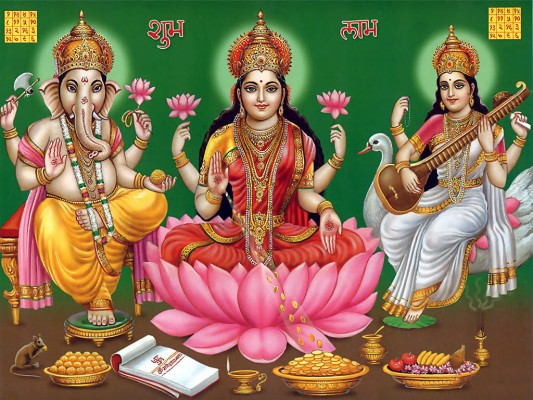 Download 613 Ganesh Laxmi Saraswati Wallpaper - Diwali Laxmi Puja 2017 ...