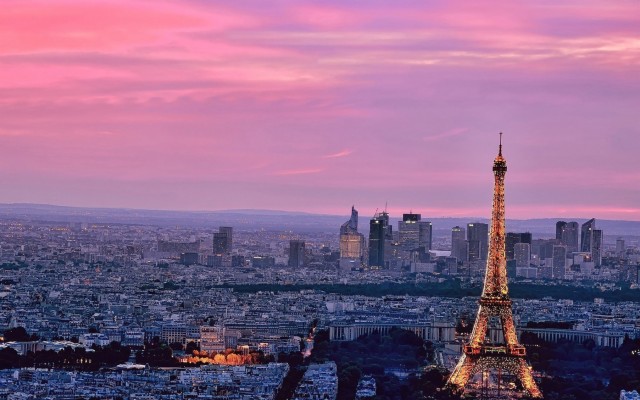 Paris, Pink Sky, City View, Eiffel Tower, - Eiffel Tower City View ...