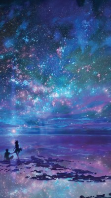 Night Stars Ocean Iphone Wallpaper Resolution - Desktop Anime Wallpaper ...