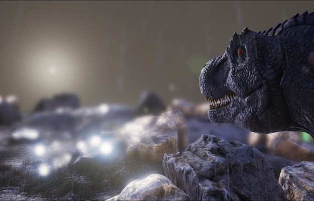 Photo Wallpaper Game, Rain, T-rex, Ark Survival Evolved - Ark Survival Evolved Обои  - HD Wallpaper