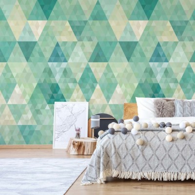 Green Modern Geometric Pattern Wallpaper Mural - Tapete Atlas - 750x750 ...