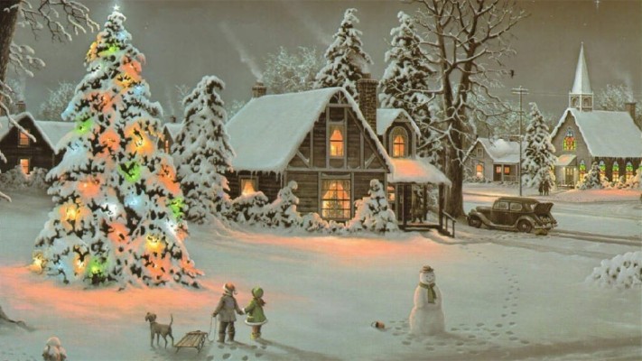 Old Fashioned Vintage Christmas Scenes - guessuniversal