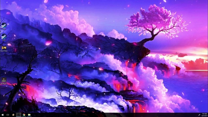 Cherry Tree And Volcano - 1280x720 Wallpaper 