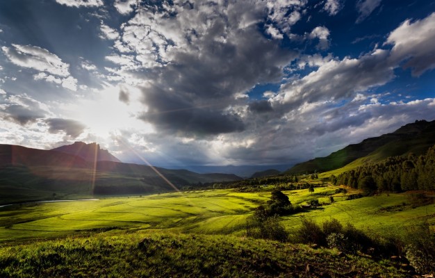 Photo Wallpaper The Sun, Clouds, Mountains, Valley, - Wallpaper ...