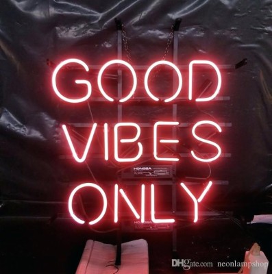 Pink, Vibes, And Wallpaper Image - No Bad Vibes Neon - 640x1136 ...