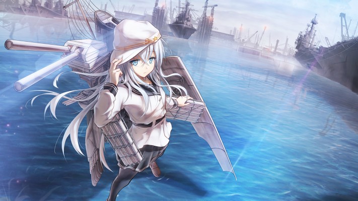 Kantai Collection, Hibiki, Kancolle, Water, Heavy Weapon - 1920x1080 