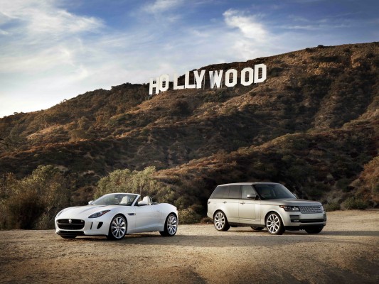 Wallpaper Of Jaguar F-type & Land Rover Range Rover - Hollywood Sign ...