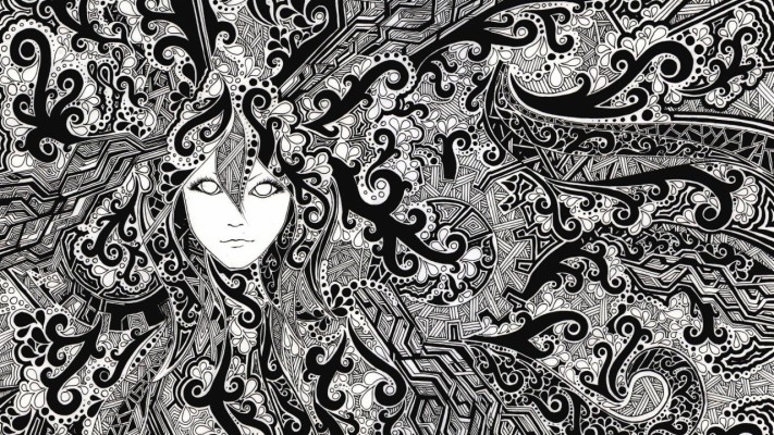 Cara Psicodélico Blanco Y Negro Wallpapers - Psychedelic Art Black And  White - 1280x720 Wallpaper 