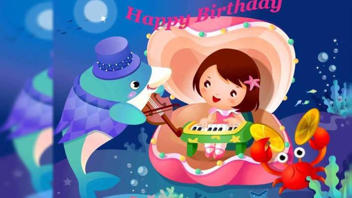 Cute Animated Happy Birthday Hd Wallpapers Free Download - Mau Tranh Tuong Mam Non Dep  - HD Wallpaper