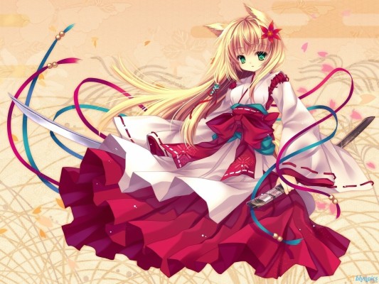 Kawaii Wallpaper - Anime Girl In Kimono  - HD Wallpaper