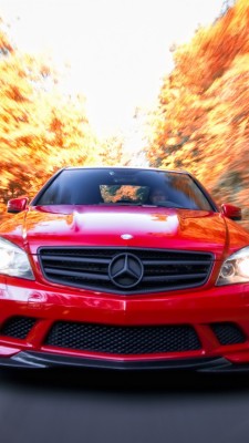 Mercedes Benz C63 Amg Iphone Wallpaper - Mercedes C63 Amg Red  - HD Wallpaper