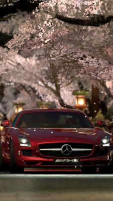 Mercedes Benz Sls Amg Red Night Iphone Wallpaper - Mercedes Sls Wallpaper Iphone  - HD Wallpaper