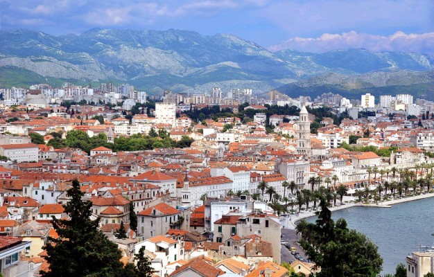 Photo Wallpaper Sea, Roof, Panorama, Croatia, Split - Split - 1332x850 