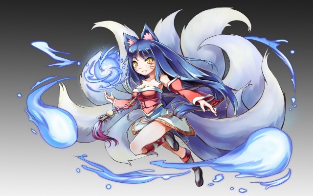 Anime Fox Girl, Blush, Nine Tails, White Hair - Cute Anime Fox Girl ...