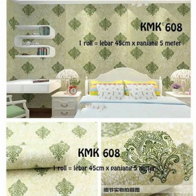  Wallpaper  Dinding Batik  Hijau  Emas Dv1195 Dinding Warna  