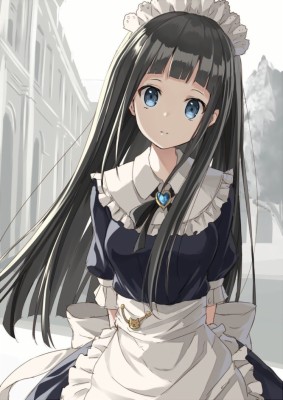 anime little girl with black hair and blue eyes