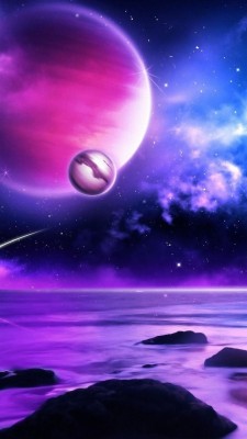 Iphone Wallpaper Purple Planet Meteors In Space - Pretty Pictures With ...